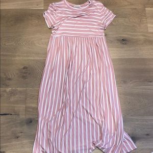 Pink and white midi dress